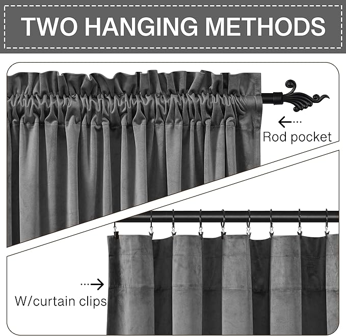 StangH Grey Velvet Curtains 90 inches - Image 3