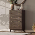 43'' Hight 5 Drawers Dresser for Bedroom, Modern Fluted Vertical Chest by TROJMHome