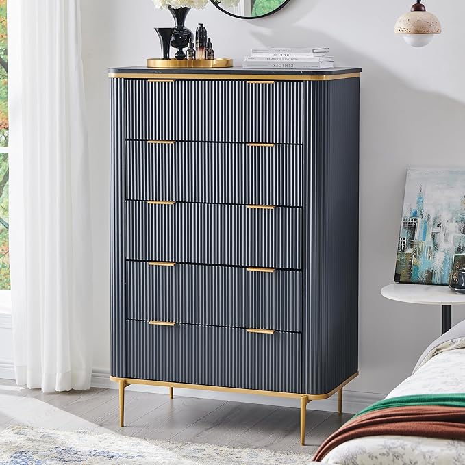 T4TREAM Fluted 5 Drawers Dresser by T4TREAMFurniture