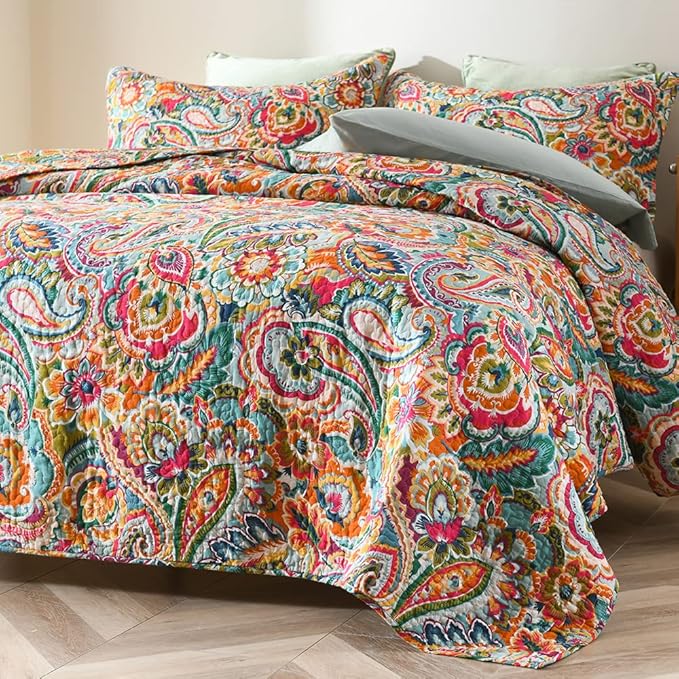 Cotton Bedspread Quilt Sets, Reversible Bedding Coverlet Sets Comforter - Image 4