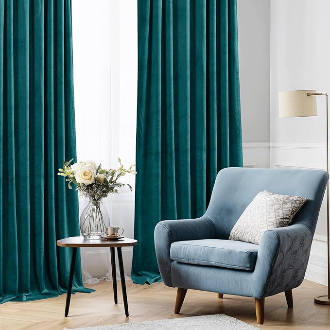 StangH Velvet Blackout Curtains Teal - Image 7