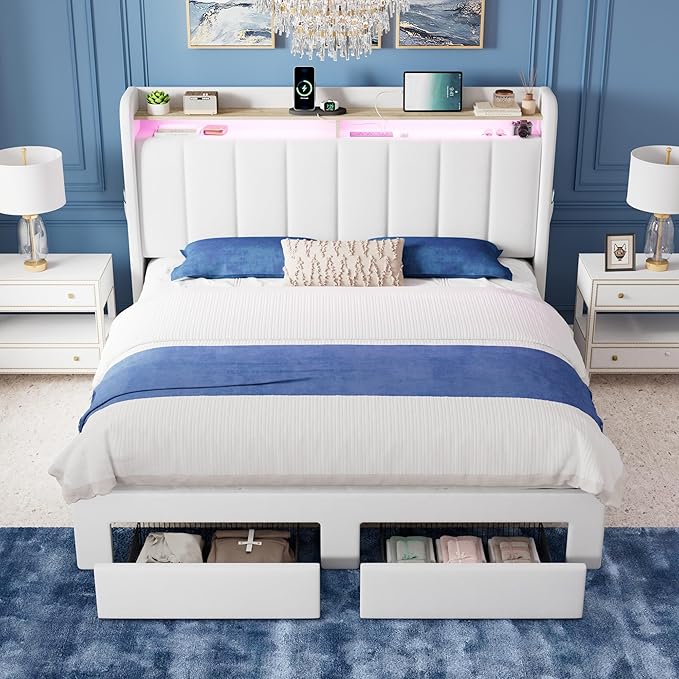 Allewie Velvet Vertical Tufted Queen Upholstered Platform Bed Frame - Image 3