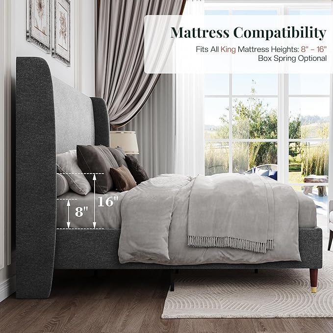 Jocisland King Upholstered Platform Bed Frame - Image 7