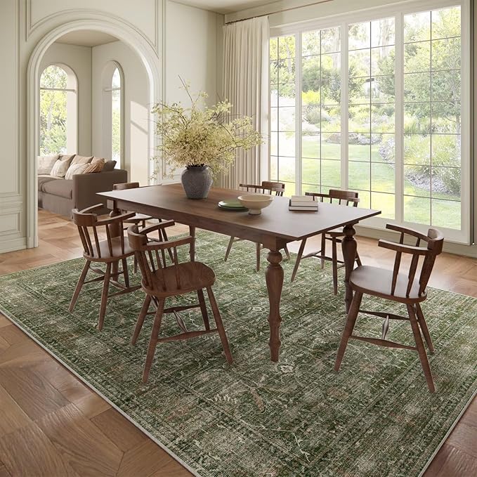 Washable 8x10 Area Rugs for Living Room, Boho Non-Slip Vintage Distress Large - Image 3