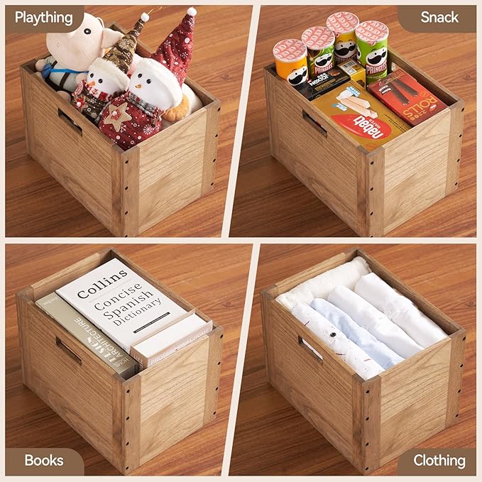 KIRIGEN Stackable Wood Storage Cube /Basket/ Bins Organizer - Image 5