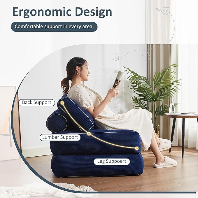 Folding Chair Bed, Futon Sofa Bed, Floor Couch - Image 4