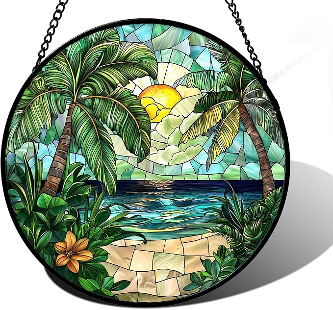 DASTOLL Stained Glass Window Hanging, and Mom 7.8 in by DASTOLL