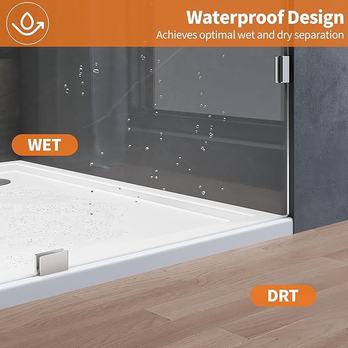 Shower Glass Panel, 28.5" W x 78.75" H Fixed Shower Screen Panel - Image 5