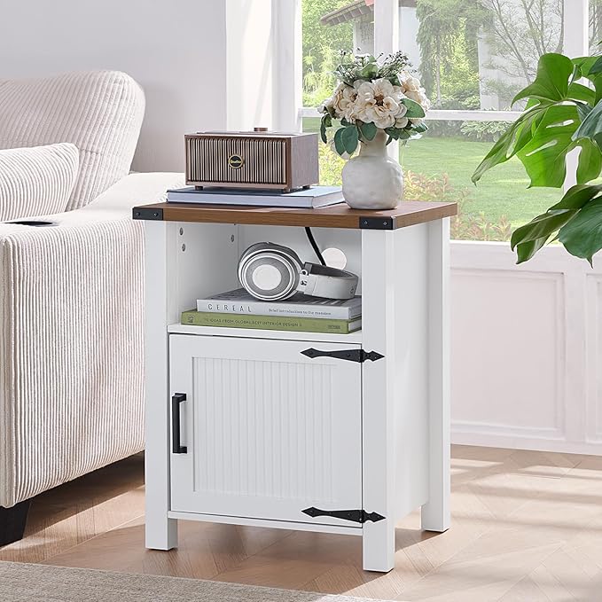 Joaxswe Antique White Nightstand Set of 2, 18 Inch Farmhouse Night Stand - Image 2