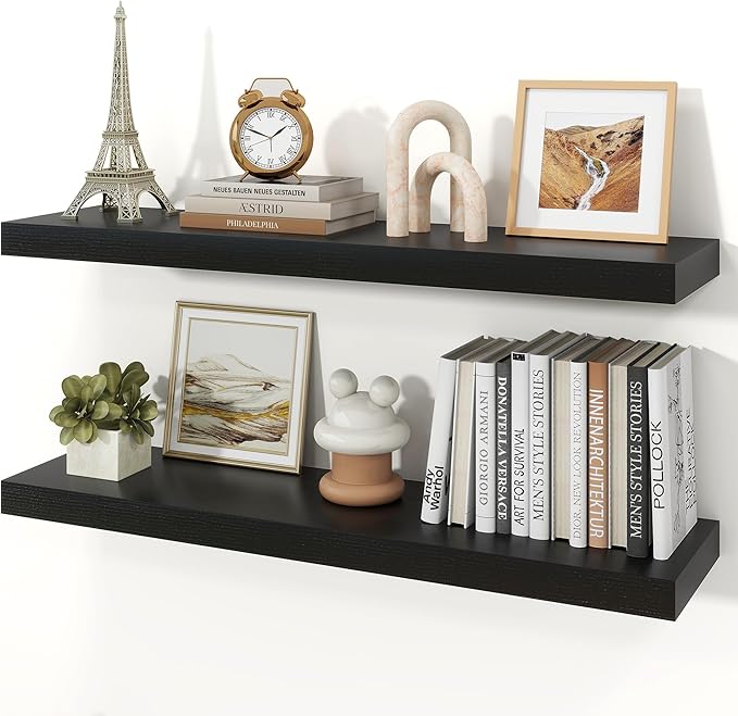 Floating Shelves for Wall, 9.3" Deep Wall Mounted Wood Shelves for Bathroom by Unknown