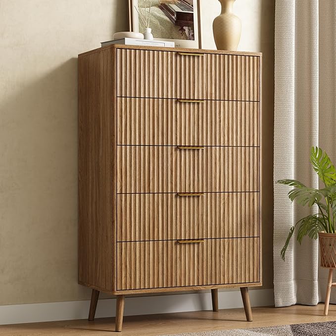 CARPETNAL Fluted 5 Drawers Dresser by CARPETNAL