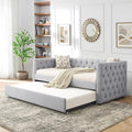 Antetek Daybed with Trundle, Upgraded Linen Upholstered Twin Size Day Bed by Antetek