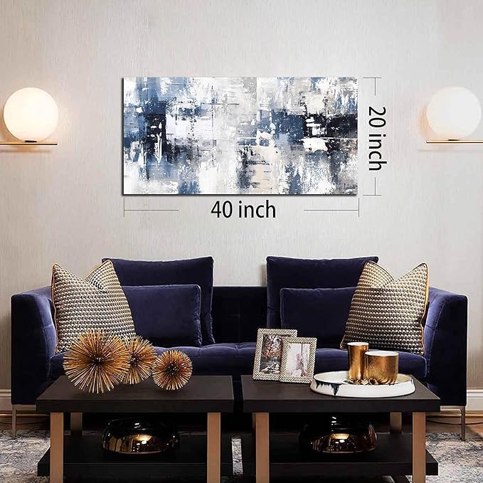 Prepeyssee White and Blue Abstract Canvas Wall Art - Image 5