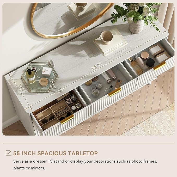 CARPETNAL Fluted 9 Drawer Dresser - Image 7