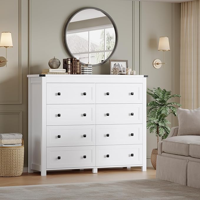 Tall 8-Drawer Dresser, Modern Wooden Storage Chest of Drawers, Dresser TV Stand - Image 6