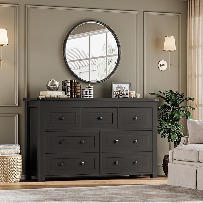7-Drawer Dresser, Modern Wooden Storage Chest of Drawers, Dresser TV Stand - Image 6