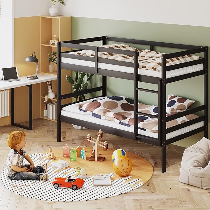 KOMFOTT Wood Bunk Bed Twin Over Twin, Bunk Bed - Image 3