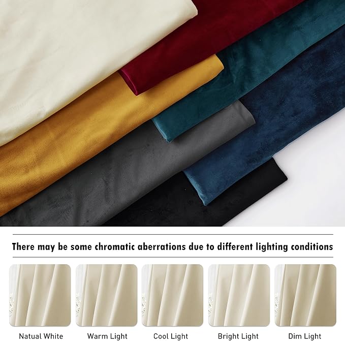 RYB Home Light Beige Velvet Curtains 84 inches Length - Image 7