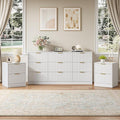 9 Drawer Dresser & Nightstand Set 3-Piece, 63” Wide White Fluted Dresser and by NOVAMAISON