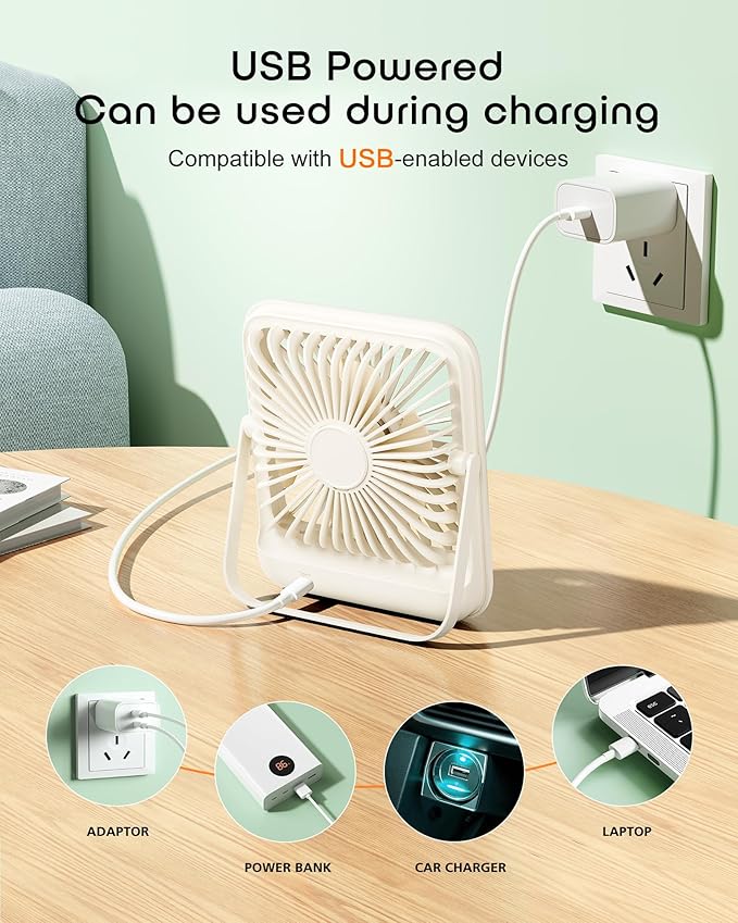 Small Desk Fan Personal Fans，100Speed Adjustable Quiet Small Portable Fan - Image 8