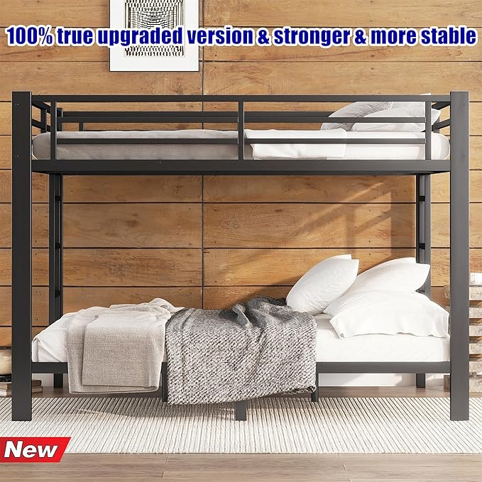 Upgraded & Stronger Heavy Duty Metal Queen Over Queen Bunk Bed - Image 3