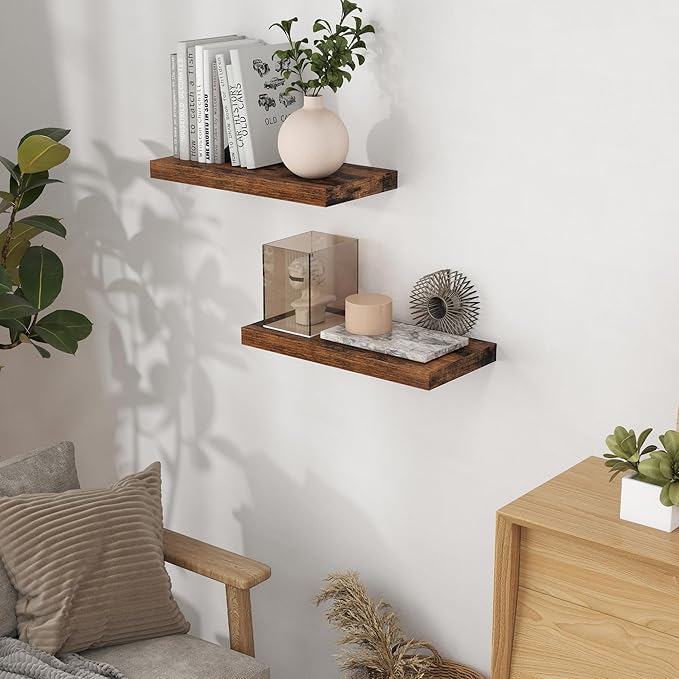 Floating Shelves 16 Inch Long, Wall-Mounted Bathroom Shelves Set of 2, 9.3 Inch - Image 2