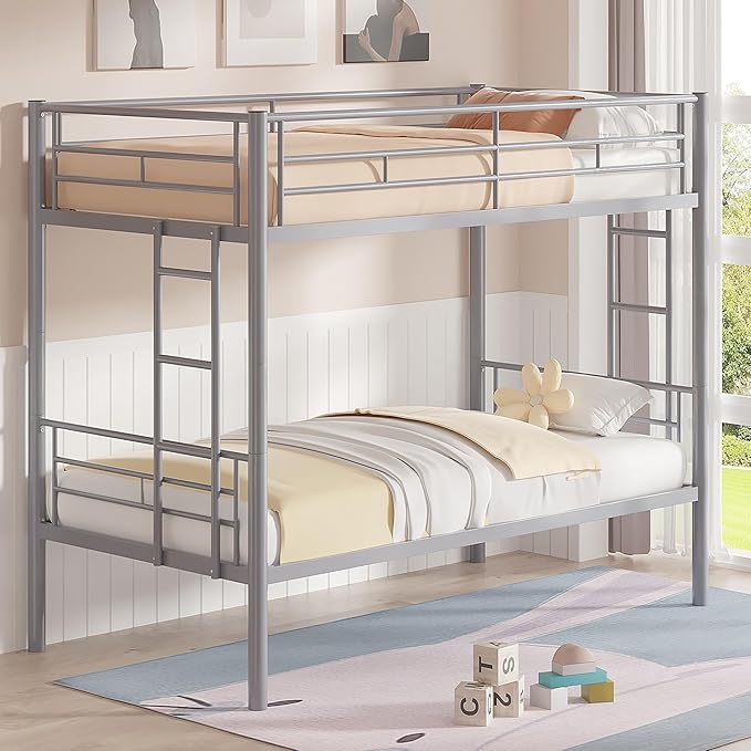VECELO Bunk Bed Twin Over Twin, Metal Bunkbeds by VECELO
