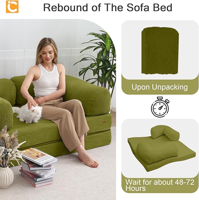 COMAX Folding Sofa Bed Queen, 4-in-1 Convertible Foldable Floor Couch Futon Sofa - Image 9