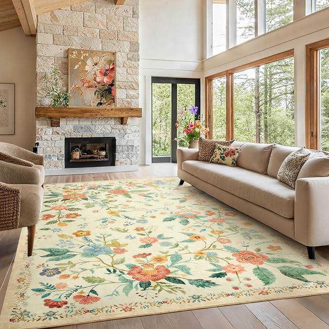 Amada 6x9 Area Rugs, Non-Slip & Low-Profile Living Room Rug by AMADAHOMEFURNISHING