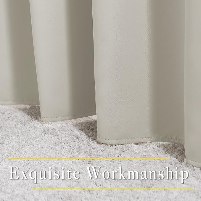NICETOWN Room Darkening Natural Curtains 84 inches Long, Grommet Room Darkening - Image 6