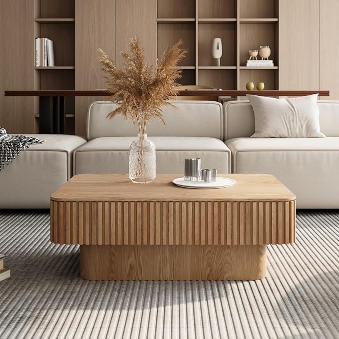 LKTART Lift Top Coffee Table for Living Room, Accent Fluted Coffee Table - Image 3