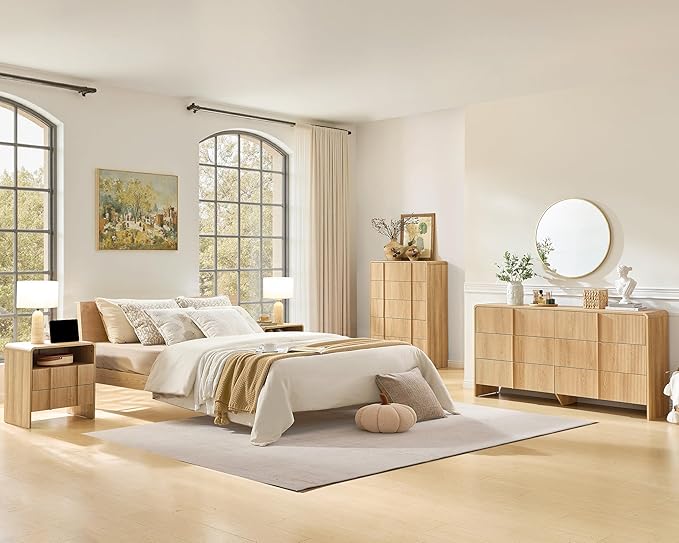 AMERLIFE Fluted 5 Drawer Dresser, Rounded Corners & Anti-Tip Design, Wood - Image 8