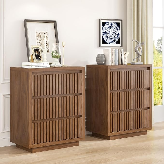 Fluted 3 Drawer Dresser, Mid Century Small Dresser - Image 6