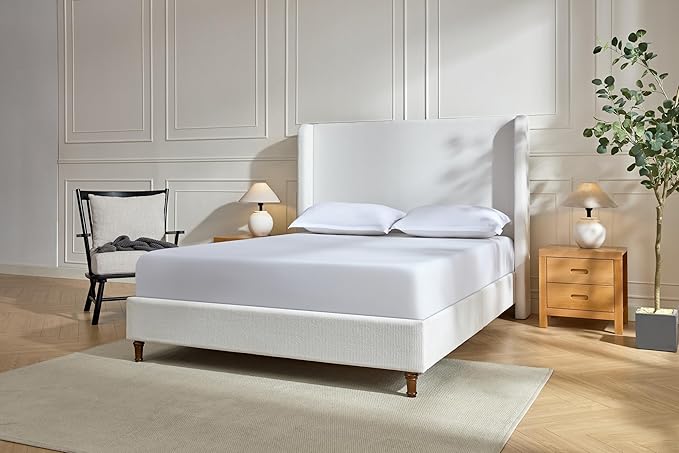 Upholstered Bed Frame with 54'' Nail Head Decorative Wing Back, Hand Buttoned - Image 5