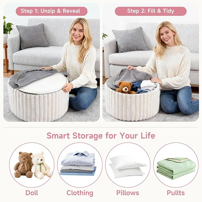 Tiita Floral Pouf Ottoman, Foot Stools Ottoman - Image 7