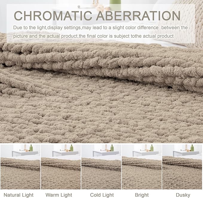 Chunky Knit Throw Blanket 50"X 60", 100% Handmade - Image 2