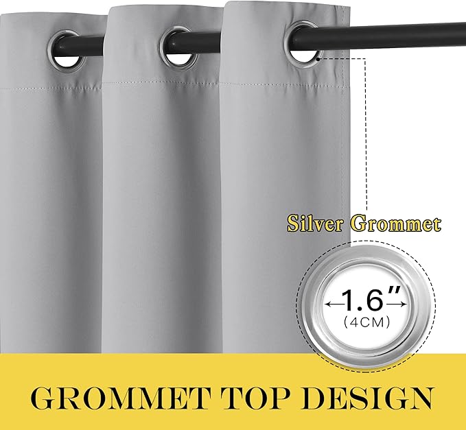 NICETOWN Silver Grey Blackout Curtains - Image 6