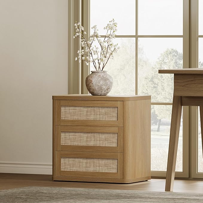 SICOTAS Rattan Night Stand Set 2, 26.8" Wide Oversized Nightstand - Image 9