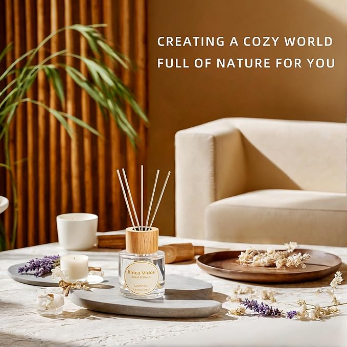Binca Vidou Reed Diffuser Set, Lavender Osmanthus Orange&Lemon Scent Oil - Image 5