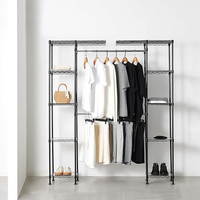 Amazon Basics Adjustable Expandable Metal Hanging Closet Storage Organizer Rack - Image 2