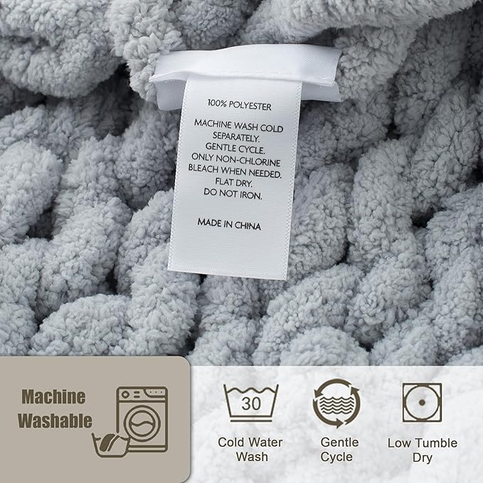 Chunky Knit Throw Blanket 60"X 80", 100% Handmade - Image 5