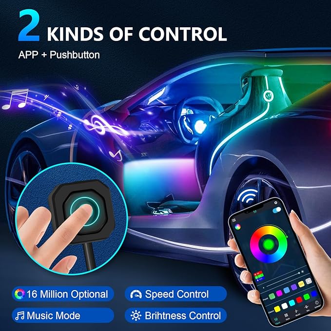 RGB Acrylic Ambient Lighting Car Lights, LED Strip Lights - Image 3