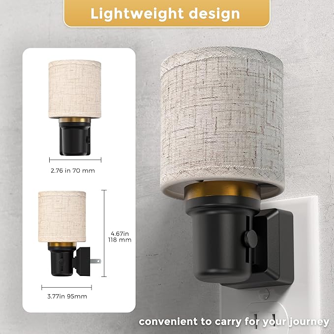 L LOHAS LED Night Lights Plug into Wall, 2 Pack Linen Fabric Cylinder Decor - Image 3
