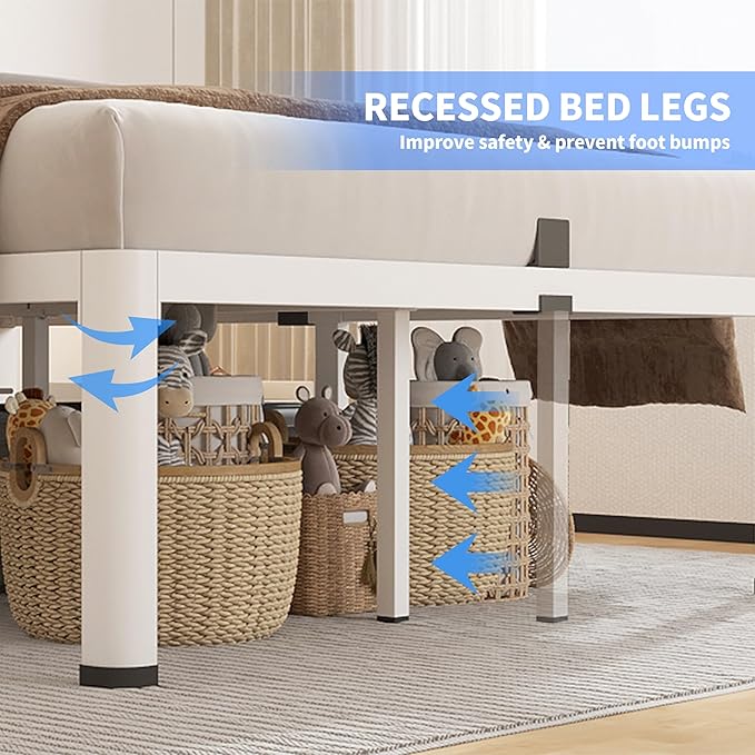 ROIL 18 Inch White Full Size Bed Frame - Image 6