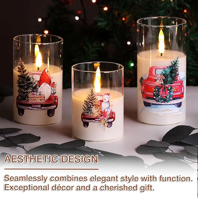 Eywamage Christmas Glass Flameless Candles - Image 6