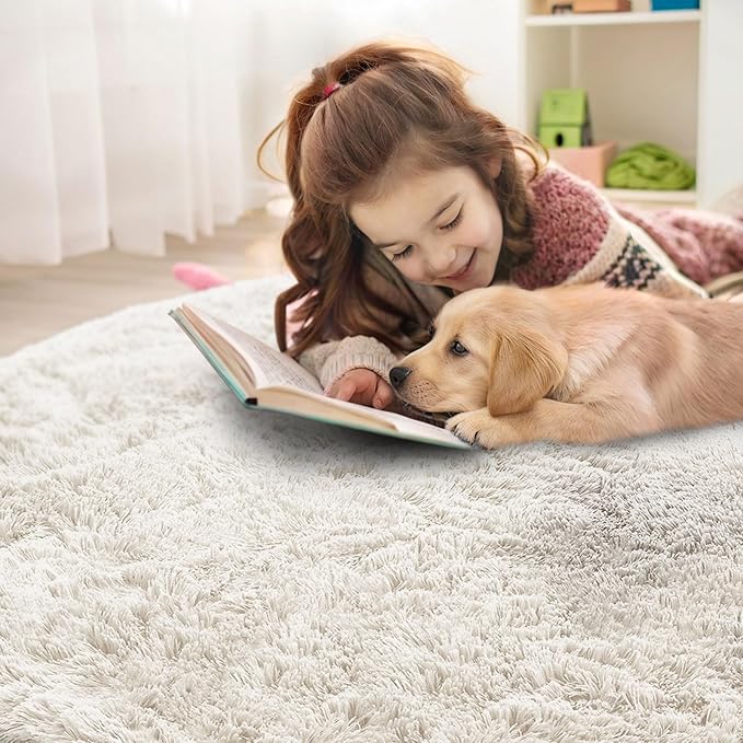 OLANLY Ivory Round Rugs for Bedroom - Image 4