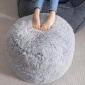 HIGOGOGO Round Stuffed Pouf Ottoman, Long Faux Fur Poufs by HIGOGOGO