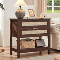 LEYAOYAO 31.5" Wide Rattan Night Stand, Oversized Large Walnut Nightstand by LEYAOYAO-Findtheshiningpointofyourideallife%EF%BC%81