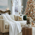 Cloud Scape Linen 100% Cotton Throw Blanket 50x70 White, Luxury All-Season by CloudScapeLinen