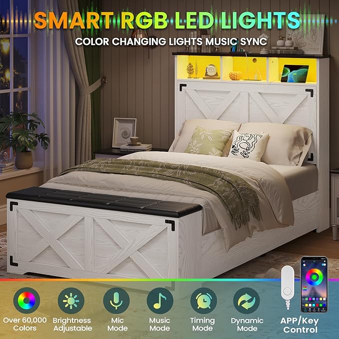 Hasuit Farmhouse Bed Frame Twin Size - Image 4